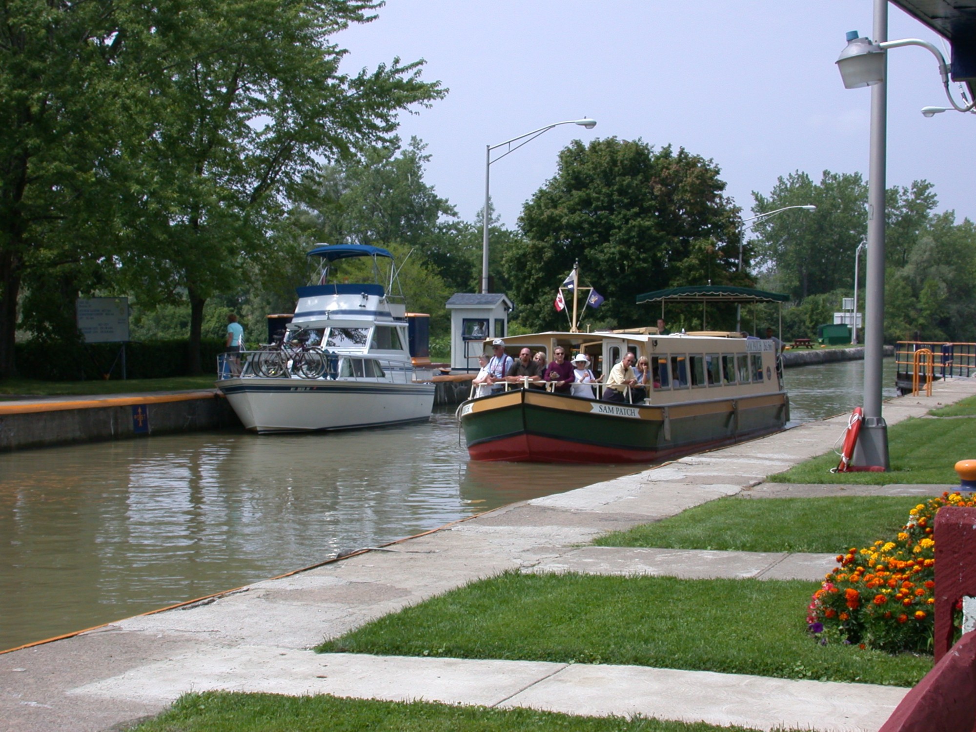 a boat sitting on top of a river
