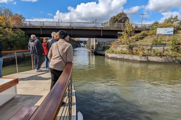 a person standing in front of a bridge